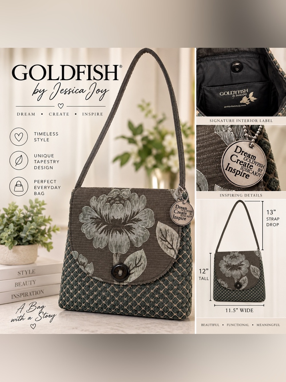 Goldyfish Jessica Joy Floral Tapestry Shoulder Bag